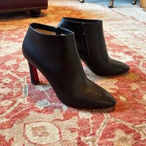 Christian Louboutin Eleonor Black Leather Red Sole Ankle Booties